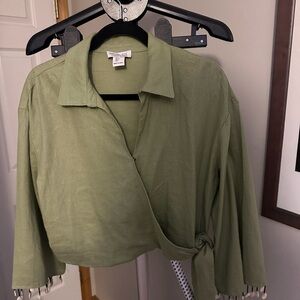 Rachel Zoe Sage Green Wrap Blouse